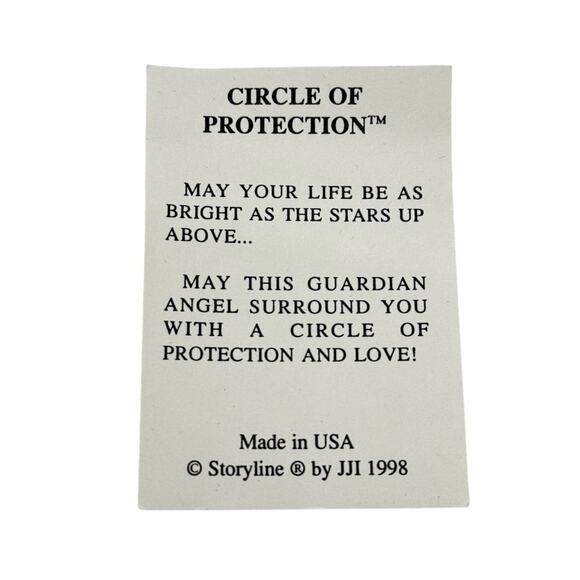 Vintage Guardian Angel Circle Of Protection Gold Tone Lapel Pin Estate Jewelry - Picture 4 of 4